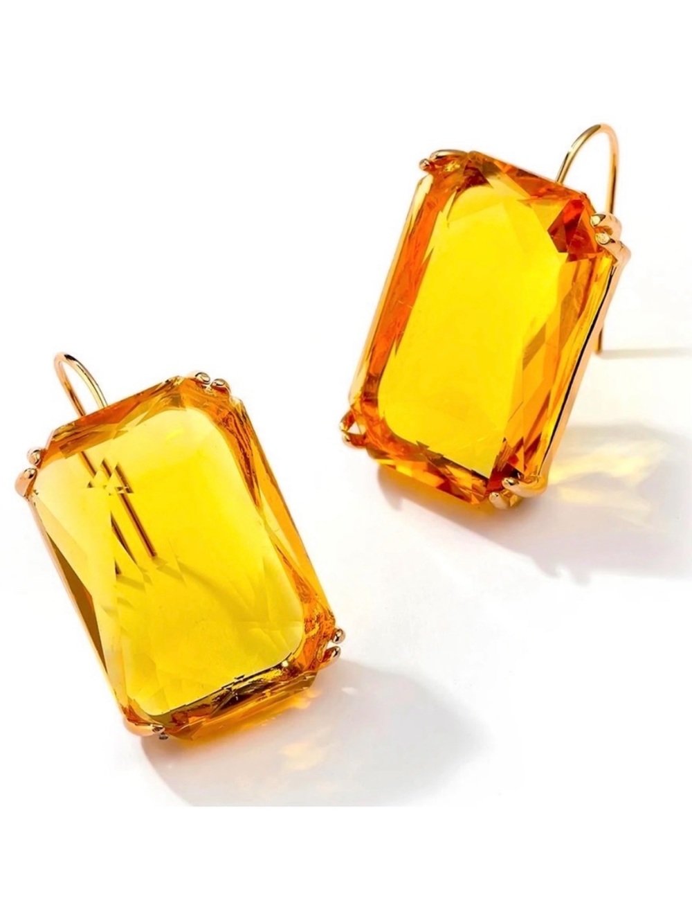 🍋2/$30 New Citrine Faceted Rectangle Drop Earrings